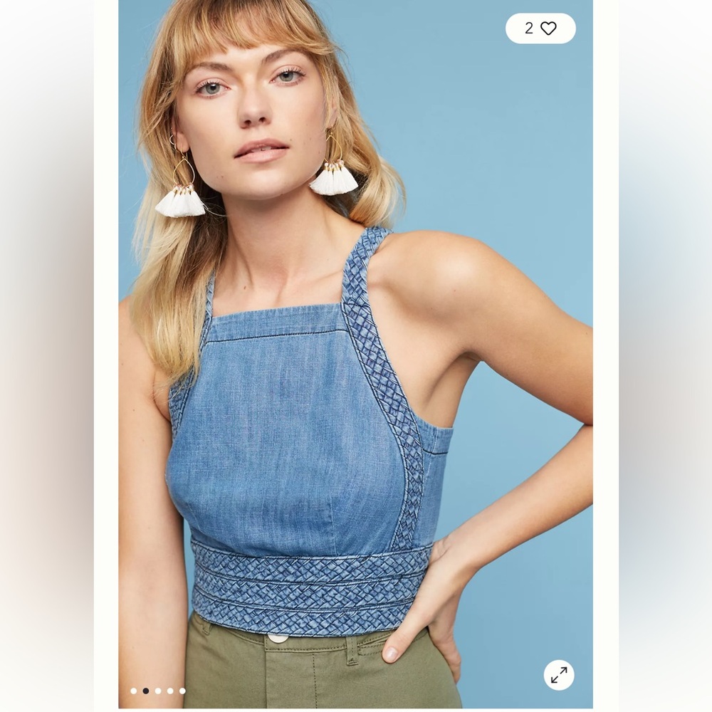 Anthropologie Maeve Braided Cropped Halter Top